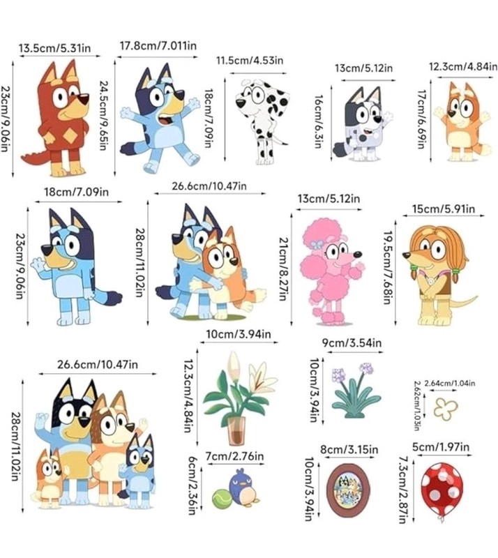 Derun Trading RoomMates Bluey Family & Friends Peel and Stick Wall Decals set gallery