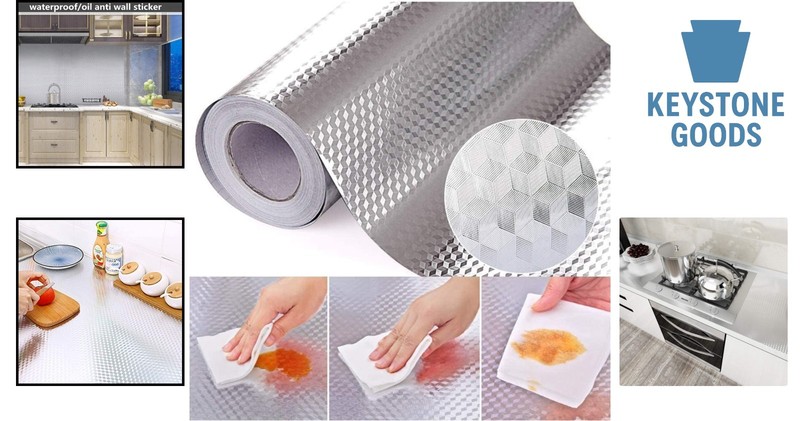 Silver Space-Themed Self-Adhesive Kitchen Backsplash & Drawer Liner, 15.7x196.9" gallery