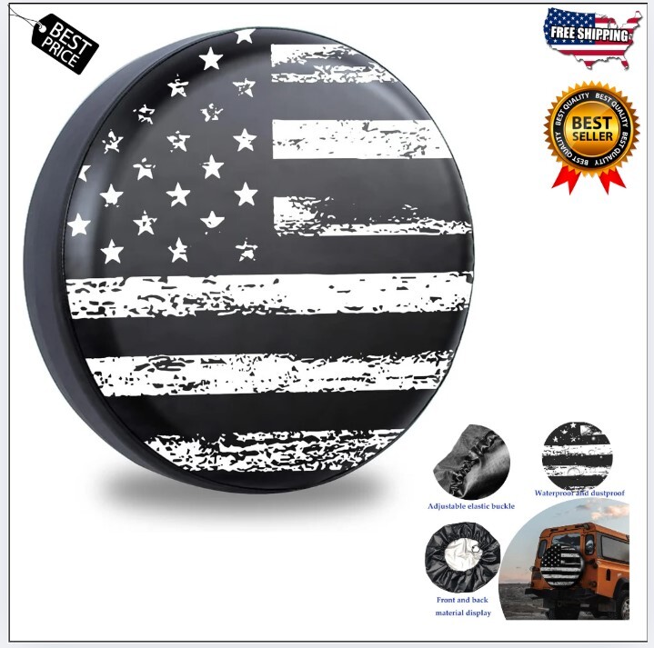 15" American Flag Spare Tire Cover Fit Jeep Wrangler Rv SUV Truck Travel Trailer