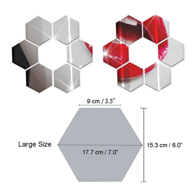 Hexagon Wall Decals, 12 PCS Large Removable Acrylic Mirror Wall Stickers for ... gallery