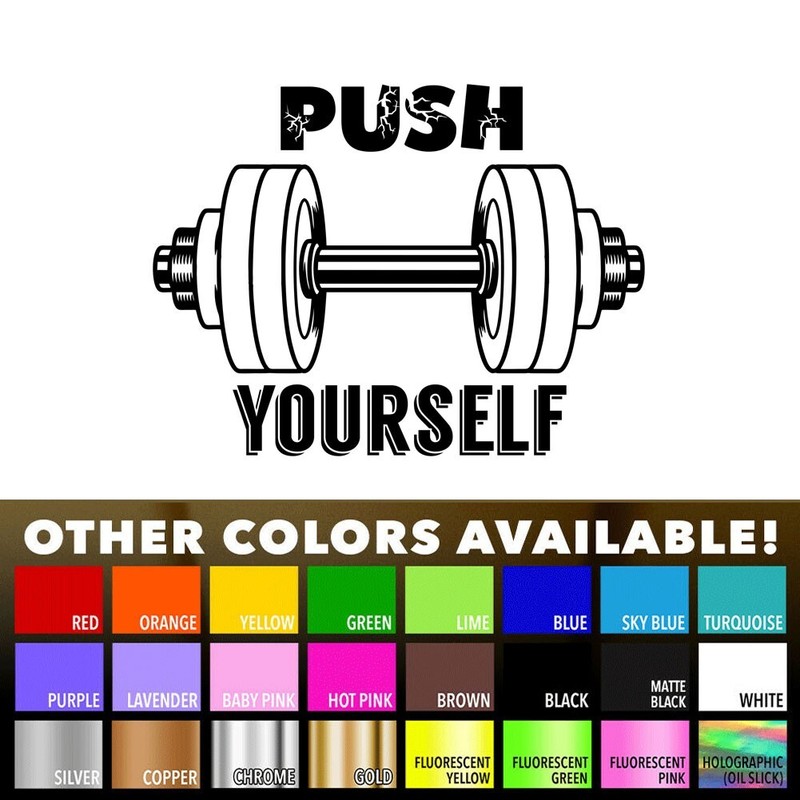 Fitness Quote 4.8×3.6″ Push yoursel Vinyl Decal Sticker Car Truck Wall Door