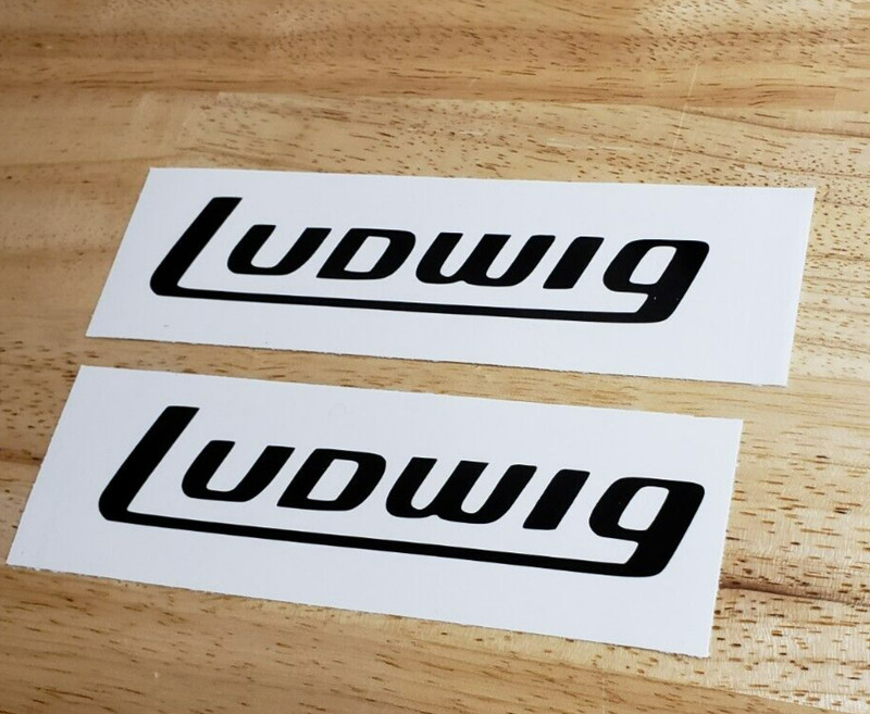 ludwig Decals Stickers Gloss Black 8″ (2) Fast USA