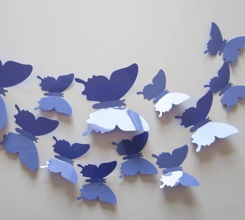 Set Of 12 Purple 3D Butterfly Wall Sticker Party, Home Decor Butterfly Sticker