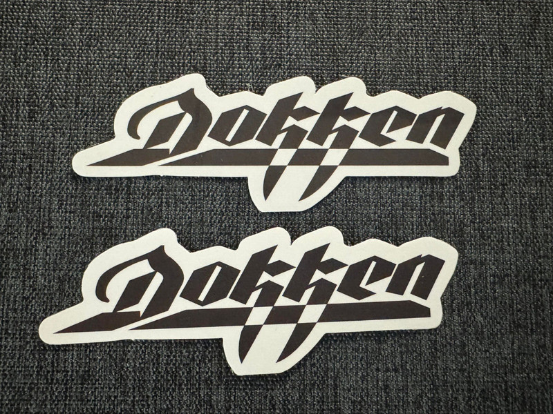 Lot (2) DOKKEN 1 1/8″ x 3 1/4″ Band Logo STICKERS Black FAST! FREE SHIP! Don