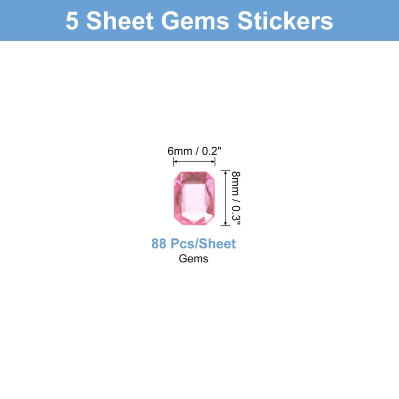 440Pcs Gems Stickers for Crafts 5 Sheet Rectangle Rhinestone Sticker Multicolor gallery
