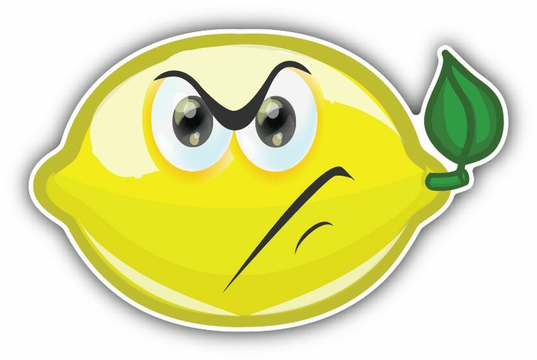 Lemon Smile Angry Cartoon Sticker Decal Design “SIZES”