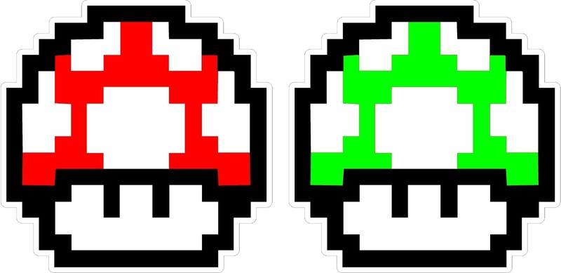 Nintendo NES 8-bit Super Mario Bros. Mushroom 1up 4″ Vinyl Decals Sticker Emblem