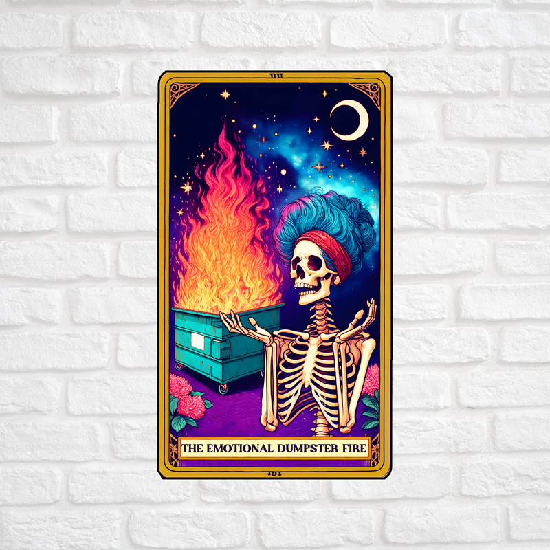 Tarot card sticker vinyl decal the emotional dumpster fire gothic dark funny