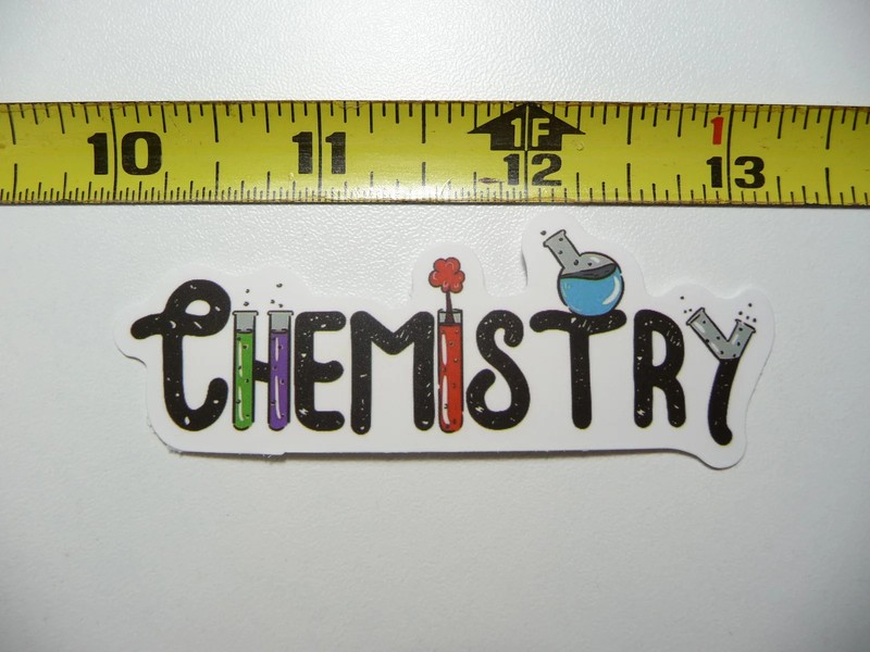 CHEMISTRY LETTERS VIALS BEAKERS SMALL STICKER DECAL SCHOOL TEACHER PROFESSOR