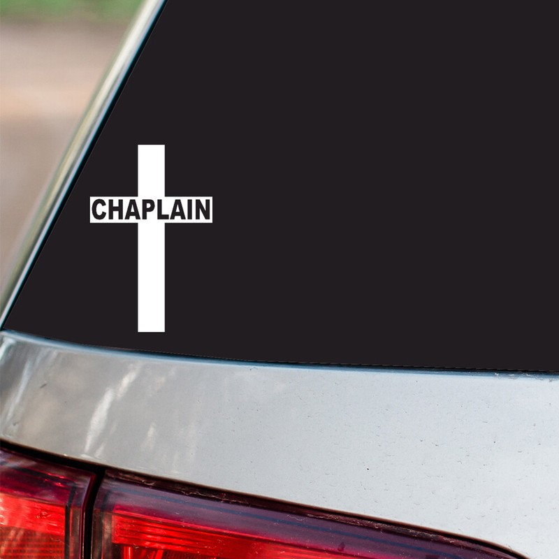 Chaplain Cross Sticker Minister Priest Pastor all chrome and regular vinyl color