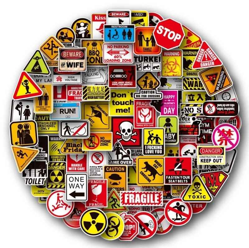 100pc Stickers Set Warning Slogan Series Collection gallery