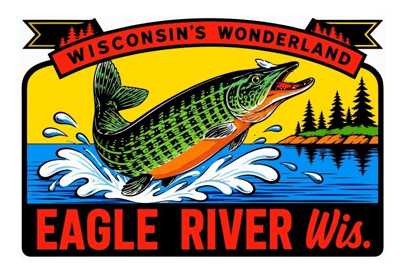 Eagle River Wisconsin Vintage Style Sticker Decal R8501