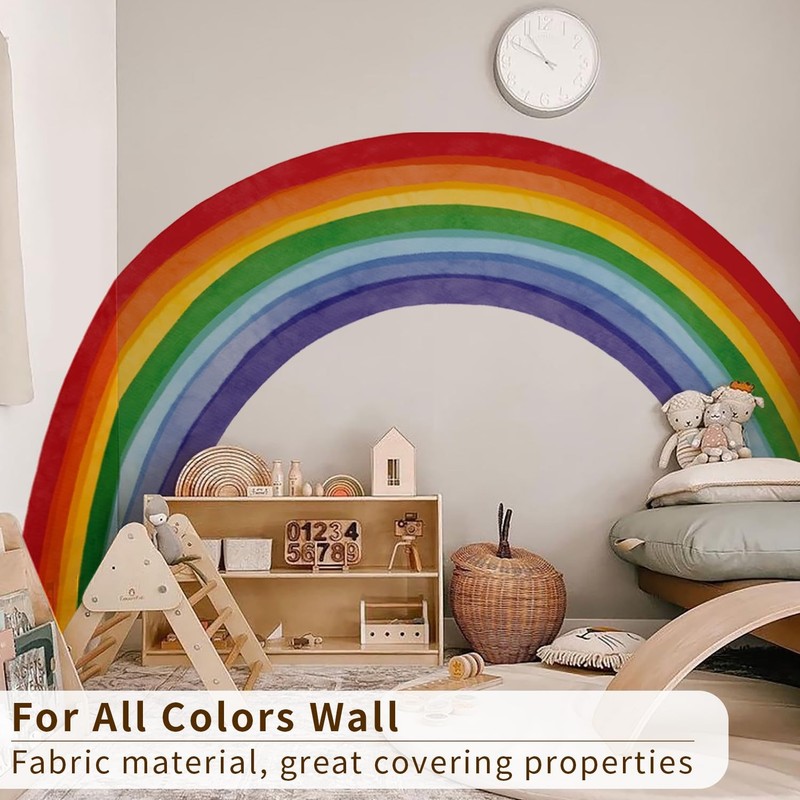 Fabric Large Rainbow Wall Decals Peel and Stick, Precut Original Hand Drawn C... gallery