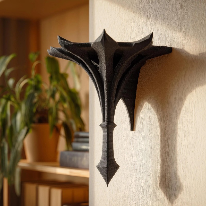 3D Printed Gothic Wall Shelf Bracket | Fantasy Spire Floating Wall Decor | Dark