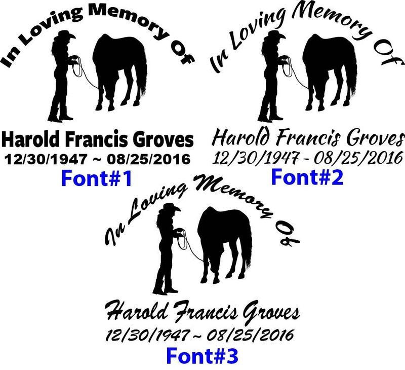 In Loving Memory – Cowgirl Horse Farm Rancher Barn Sticker Decal Personalized