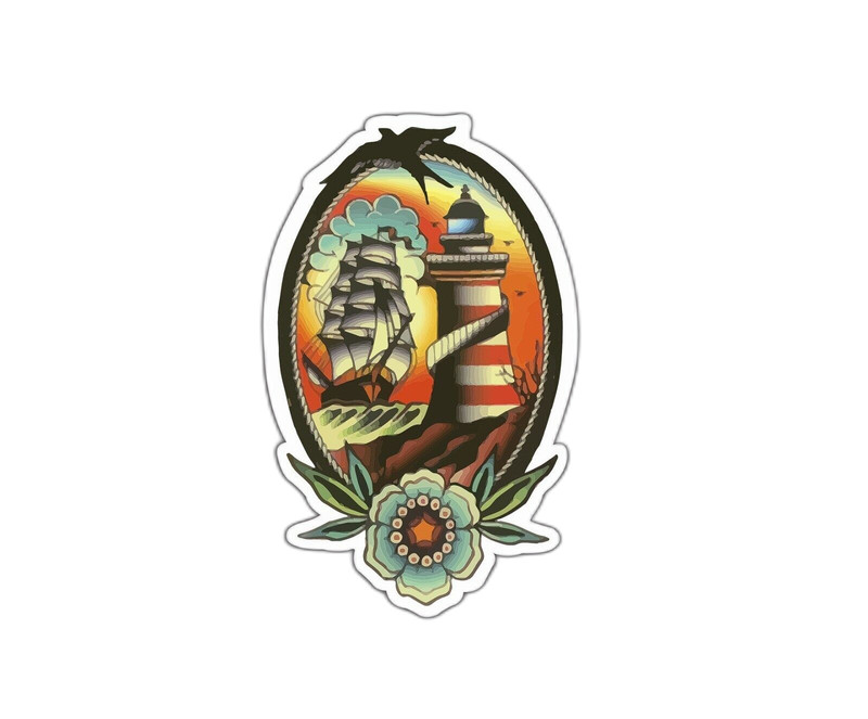 Ship Lighthouse Sticker Decal New School