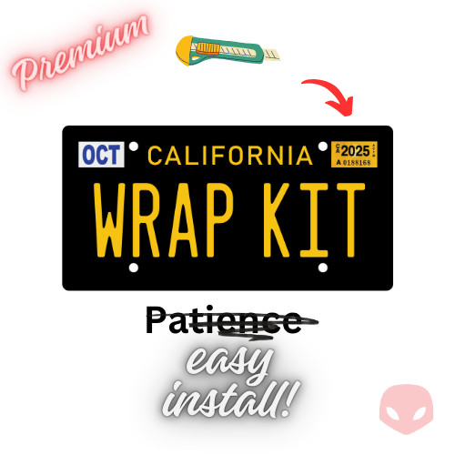 White Carbon Fiber Textured California Plate Wrap DIY Kit gallery