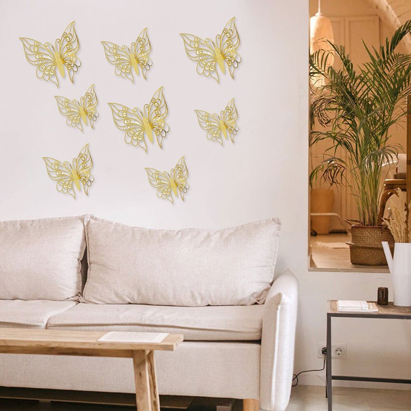 12x 3D Butterfly Wall Stickers Art Decoration Metallic Mural Wall Door Decals gallery