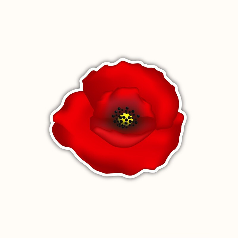 Beautiful Red Poppy Vinyl Sticker Waterproof Flower Decal for Laptops Bottles