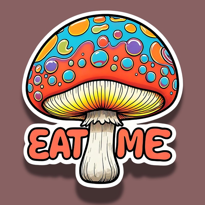 Eat Me Psychedelic Mushroom Funny 3″ Vinyl Laminated Sticker