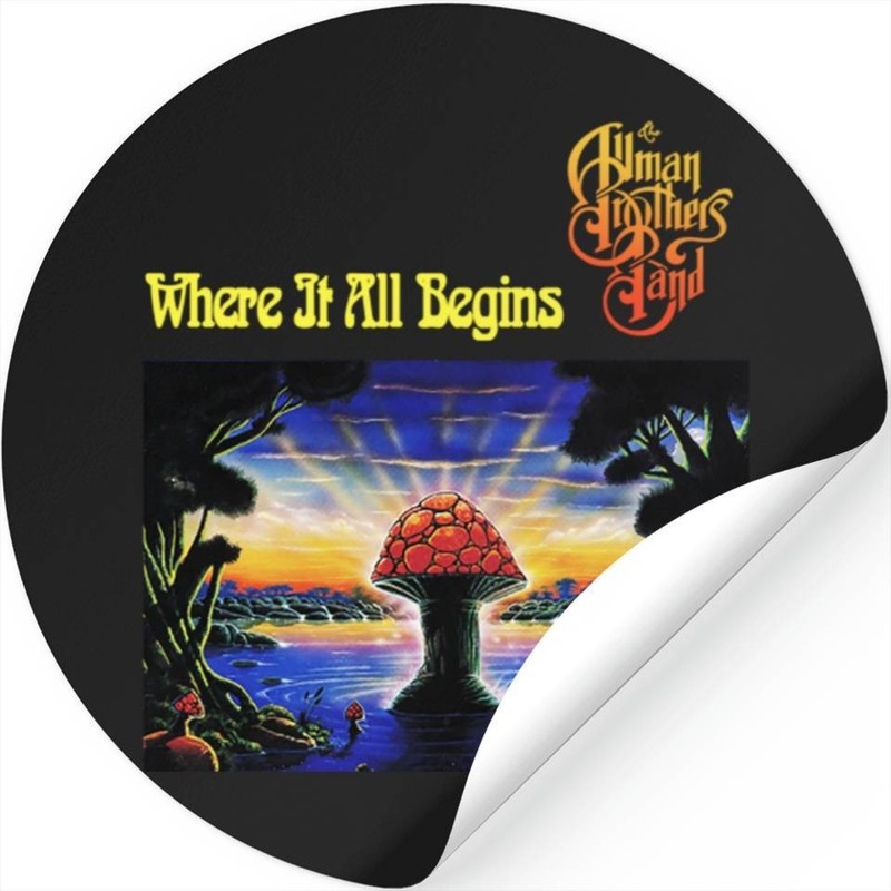 ALLMAN BROTHERS BAND Where It All Begins *NEW* Sticker 3″ Round Black