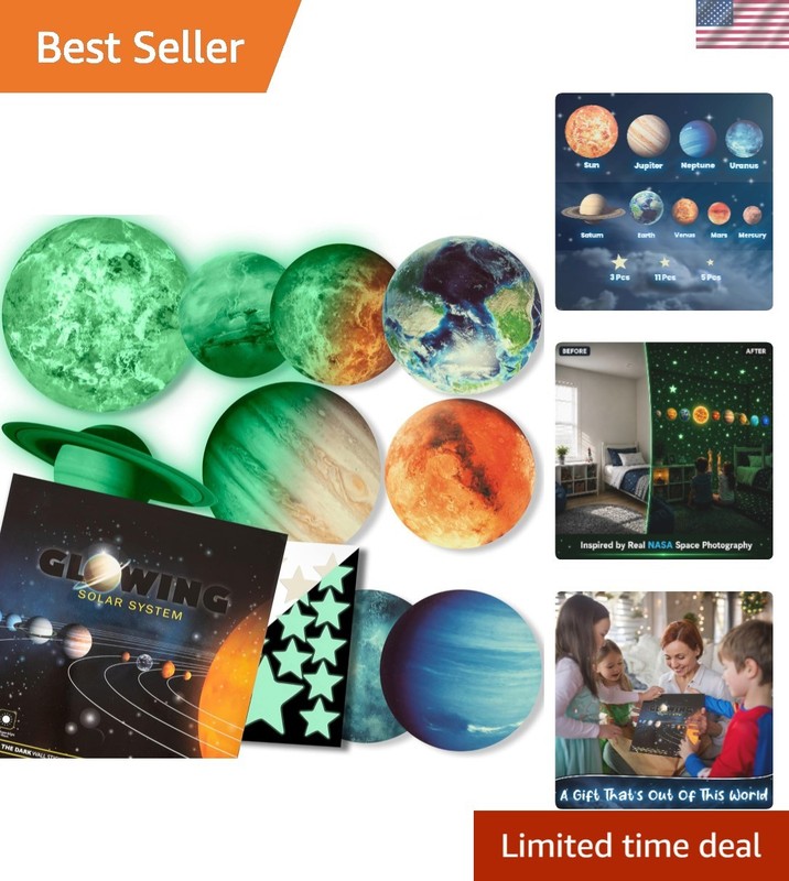 Glow in The Dark Stars and Planets, Bright Solar System Wall Stickers -Glowin…