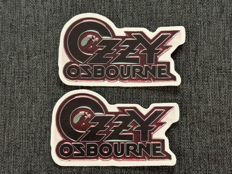 Lot (2) OZZY OSBOURNE 1 5/8″ x 2 3/4″ Band Logo Stickers Black Red FAST! FREE!