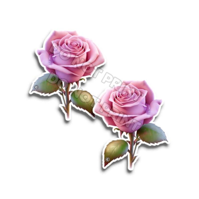 Pink Rose – Flower Stickers Cute Fuchsia Flowery Decals M36752 – Set of 2