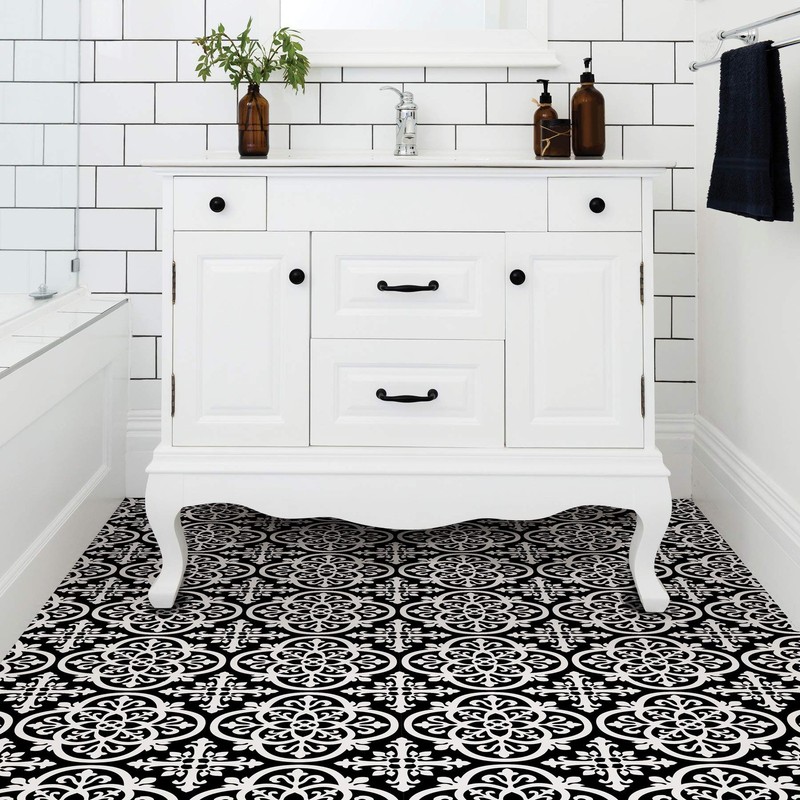 FP2475 Gothic Peel & Stick Floor Tiles, Black gallery