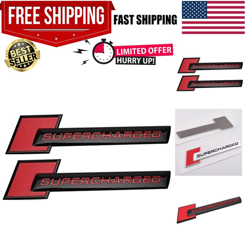 Universal Fit 2pcs Metal Supercharged Emblems – Stylish and Durable Decals