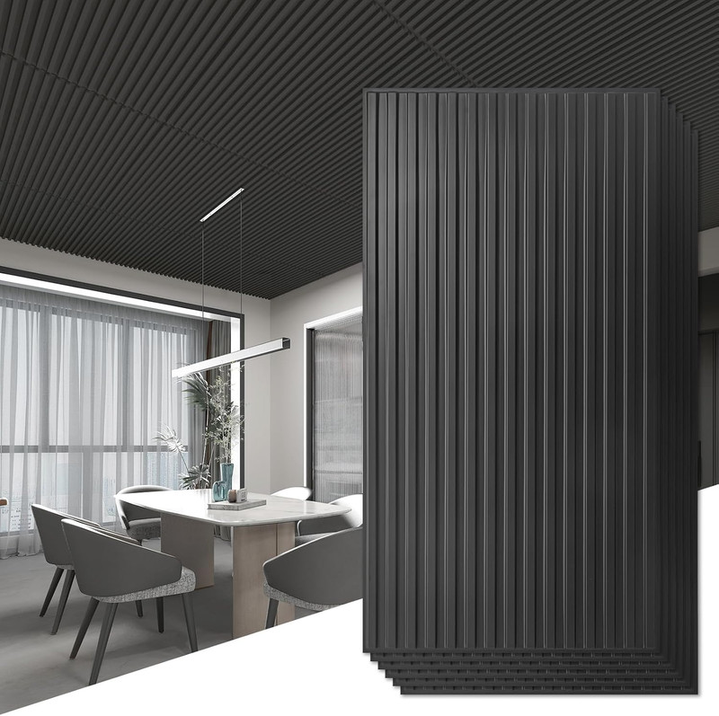6-Pack Slat Design 3D Wall Panels for Interior Wall Decor, 2X4 FT PVC Decorative