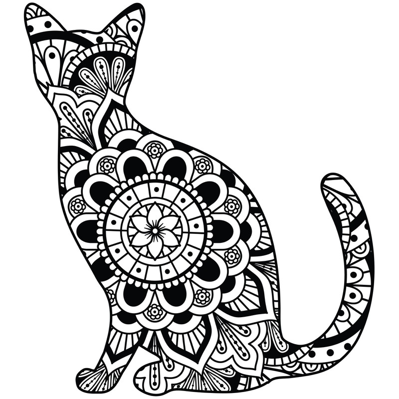 Mandala Cat Sticker Design Beautiful Kitten Kitty Meow Lady Pet Cute (4 Inch)