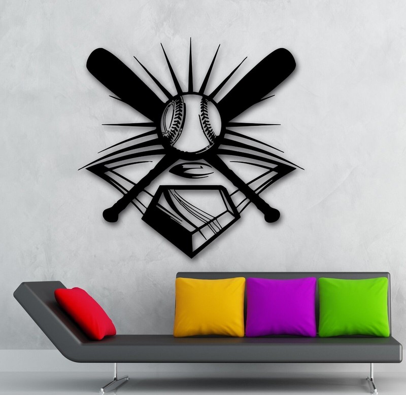 Baseball Player Sports Game Ball Bat Decor Wall Mural Vinyl Sticker (i014)