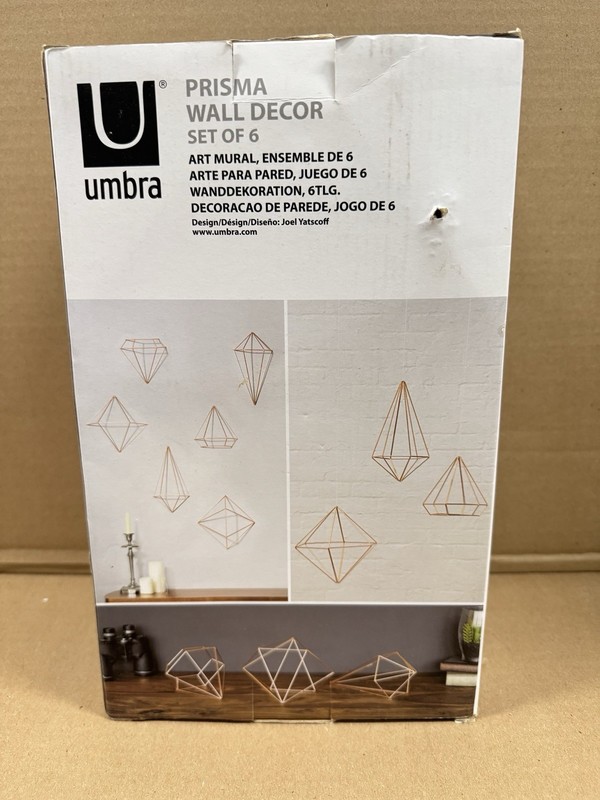 Umbra Prisma Wall Decor Set of 6 ‘ Geometric Copper Wire Art Sculpture