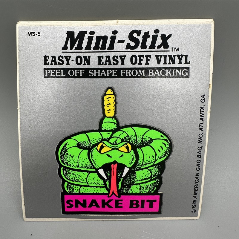 1988 Vintage “Snake Bit” Black Light Retro Vinyl Sticker Cut-Out
