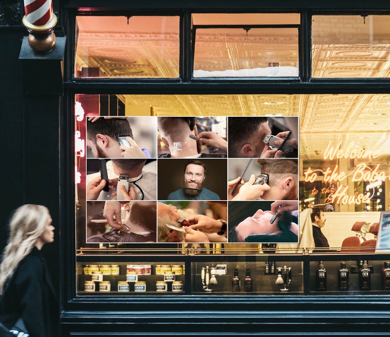 3D Man Hair Cut K617 Barber Shop Window Stickers Vinyl Wallpaper Wall Murals Kay