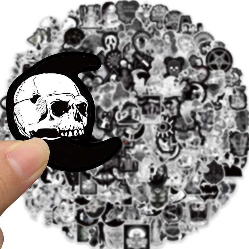 200/100/50 Black and White Dark Gothic Graffitr Sticker Packs gallery
