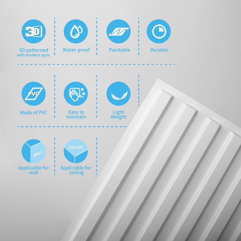12-Pack Slat Design 3D Wall Panels for Interior Wall Decor, 2x4 FT PVC Decora... gallery