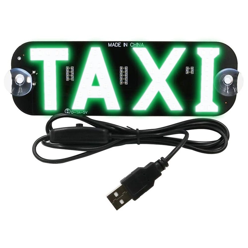 YSY Green LED Sign Decor, Taxi Flashing Hook on Car Window with DC12V Car Charge