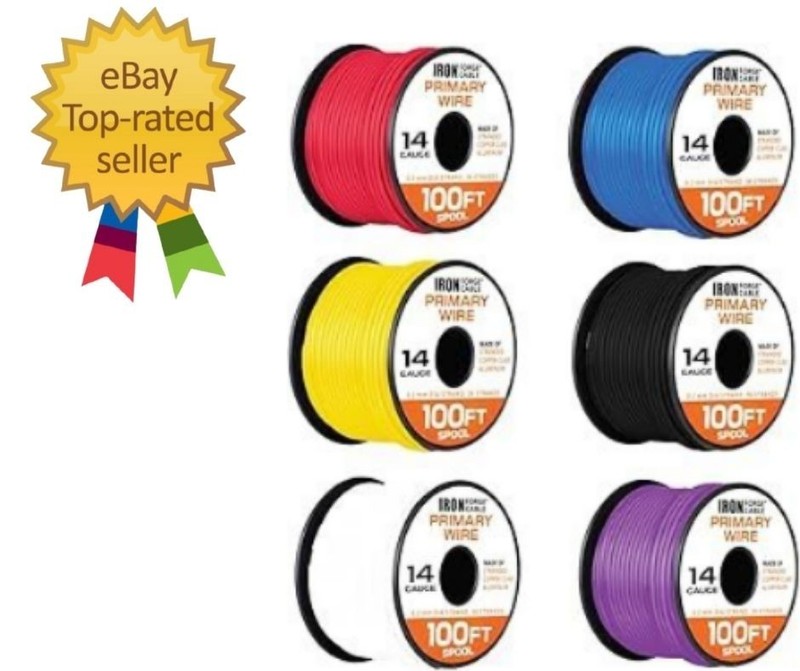 14 Gauge Primary Automotive Wire 600 Ft 6 Color 100 Ft Rolls CCA Spool Set