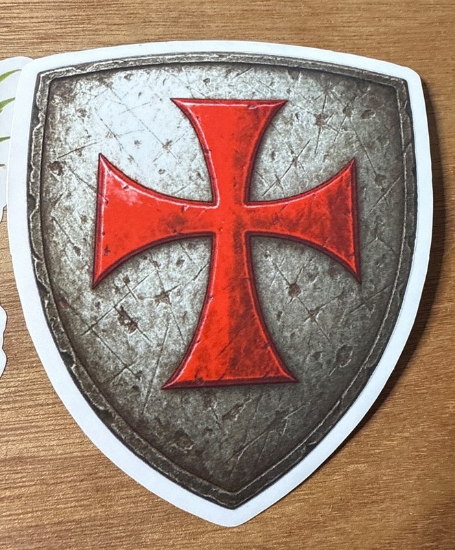 STICKER knight sheid red cross maltese vintage crusader USA SIZE in height