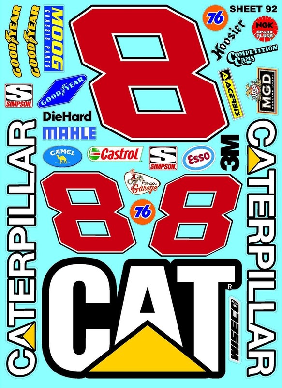 White Vinyl Sticker Sheet 92 nascarlosi-R/c Model Decal fits 1/24-1/16 Scale CUT