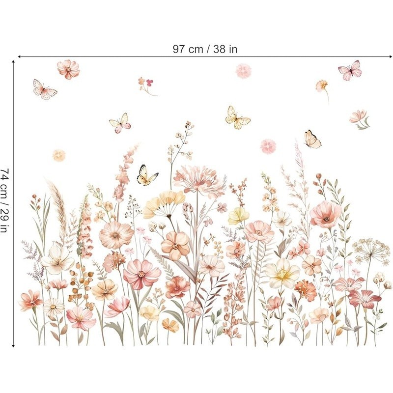 Watercolor Floral Wall Stickers Removable Waterproof Decals Home Decor 2 Sheets gallery