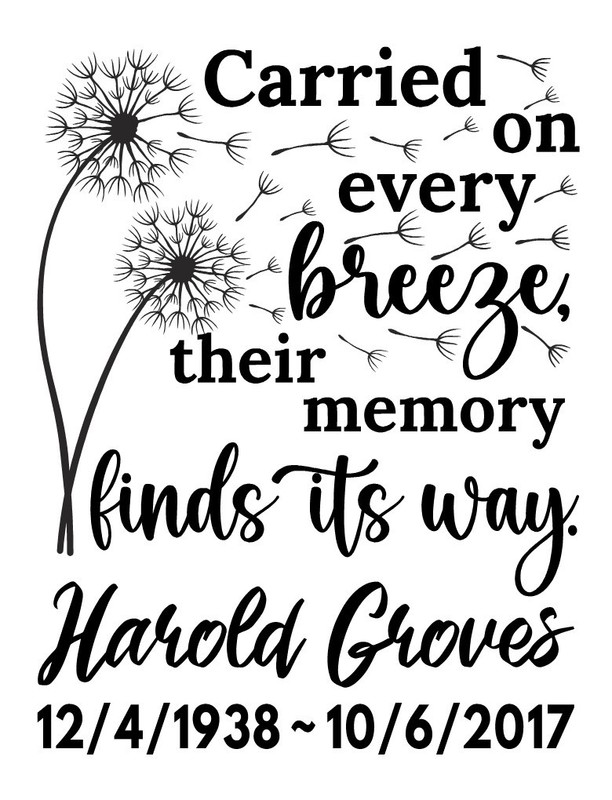 Dandelions Memorial Vinyl Decal In Memory Of Loved One “Carried On Every Breeze”