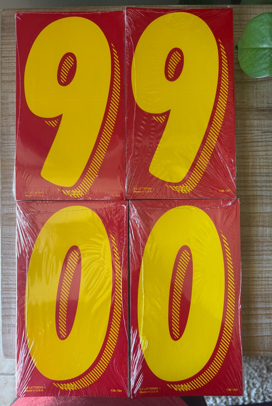 E-Z Lettering Numbers 9 & 0 Windshield Decal Packages Auto Dealer Lot of 4