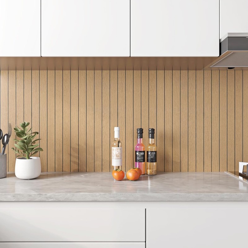 Honey Wood 3D Wall Panels Self Adhesive 23.6"X 196.8" PVC Stick on Wood Panels gallery