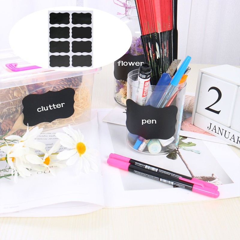 40pcs Chalkboard Labels Water-resistant Removable Blackboard Storage Sticker