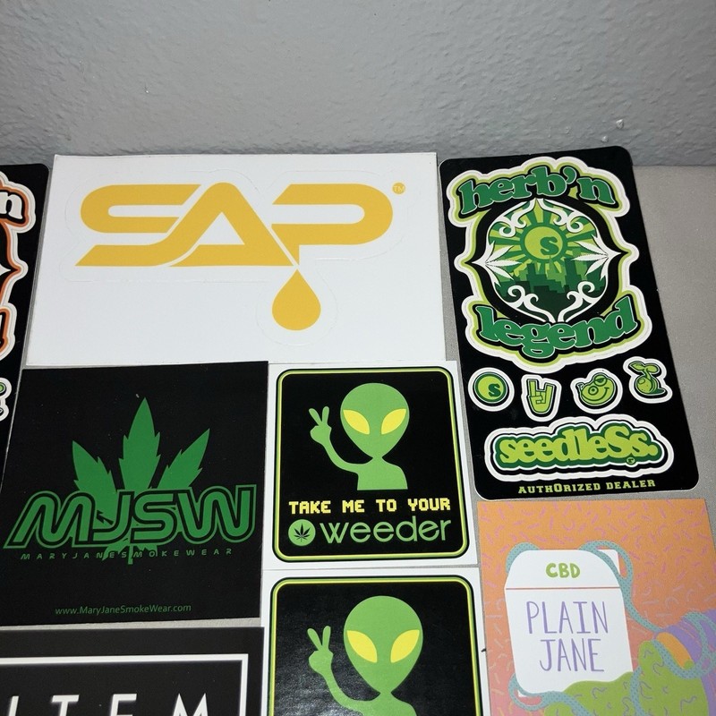Stickers Lot Mmj 420 Brands Seedless Clothing Herbn Legend Dutchie Sap Cresco gallery