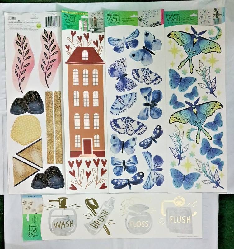 Decorative Wall Decal Stickers. Large house home, Butterflies, leaves, bathroom