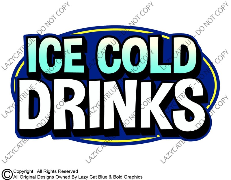 Ice Cold Drinks Business Decal Sticker Restaurant Food Truck Advert Fair Retro